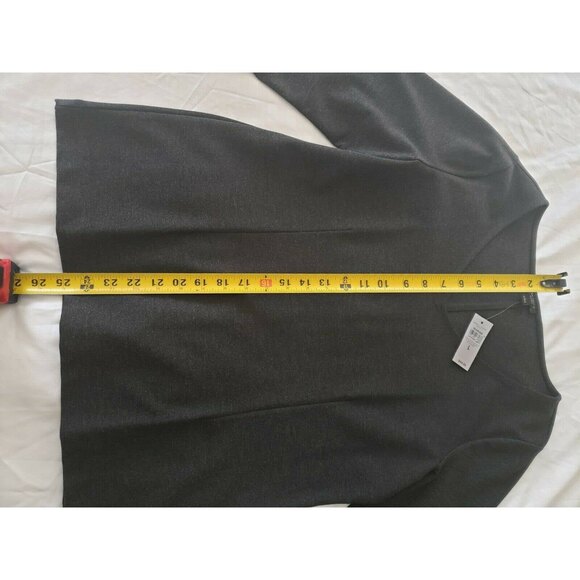 Ann Taylor Factory Pullover Stretch Dark Gray V-neck Jersey Top 3/4 Sleeve Large - Picture 6 of 9